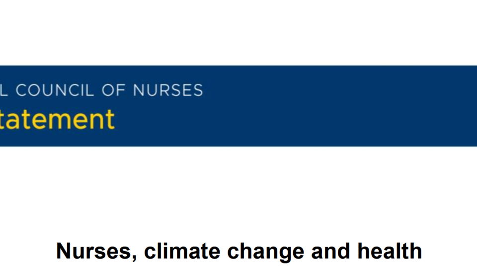 International Council of Nurses calls for increased nursing leadership to  combat effects of climate change on health